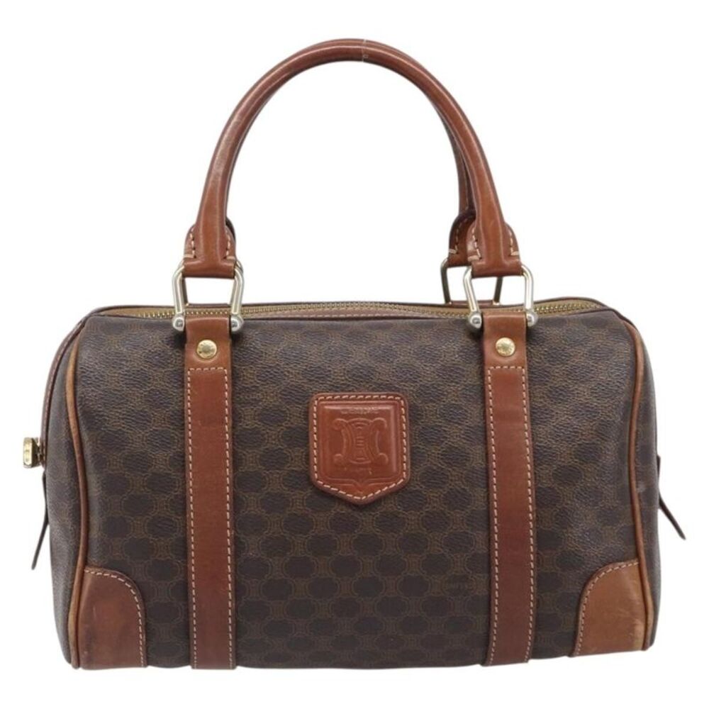 Celine Boston Triomphe Coated Canvas Brown Pvc Handbag